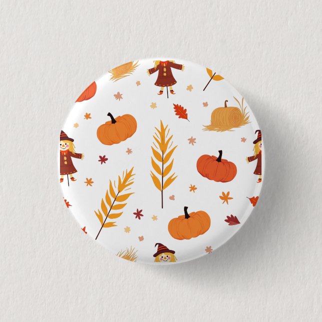 Autumn Pumpkin Pattern Pin Badge (Front)