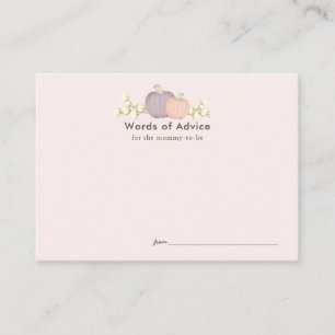 Autumn Pumpkin Pink Baby Shower Advice Cards