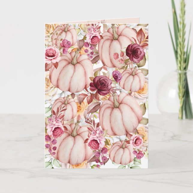Autumn Pumpkin Pink Burgundy Wedding Program (Front)