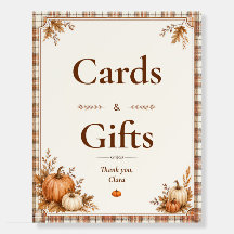 Autumn Pumpkin Plaid Bridal Shower Cards & Gifts