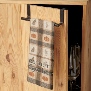Autumn Pumpkin Plaid Kitchen Towel