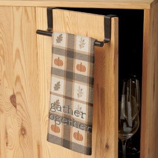 Autumn Pumpkin Plaid Kitchen Towel