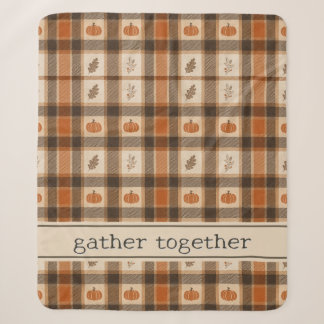 Autumn Pumpkin Plaid Sherpa Blanket