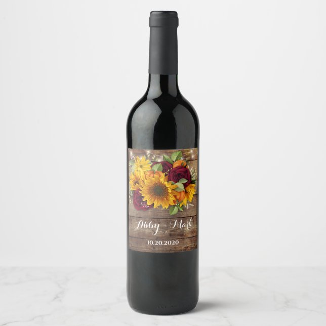 Autumn Pumpkin Rustic Wedding Label (Front)