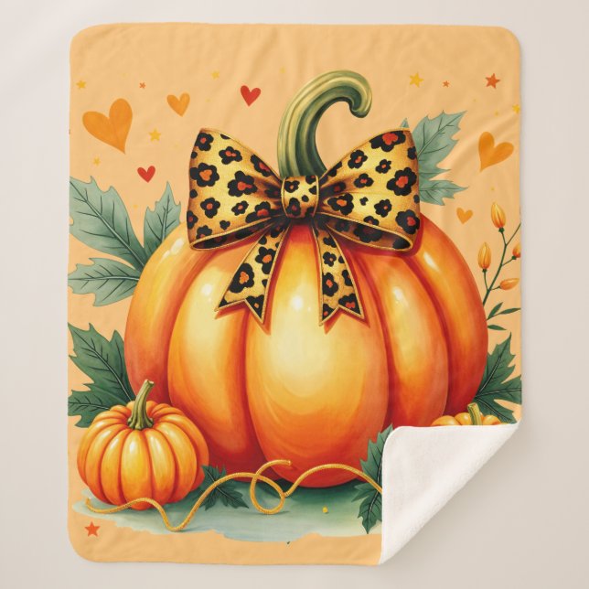 Autumn Pumpkin  Sherpa Blanket (Front)