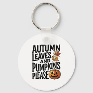 Autumn Pumpkin Shirt With Leaves And Halloween Vib Keychain