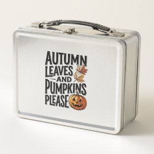 Autumn Pumpkin Shirt With Leaves And Halloween Vib Metal Lunch Box
