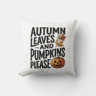 Autumn Pumpkin Shirt With Leaves And Halloween Vib Throw Pillow
