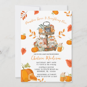 Autumn Pumpkin Spice Fall Baby Shower Invitation