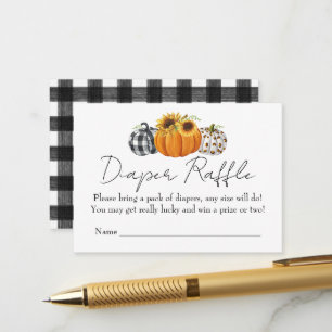 Autumn Pumpkin Sunflower Baby Shower Diaper Raffle Enclosure Card