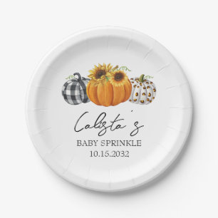 Autumn Pumpkin & Sunflower Baby Sprinkle Paper Plate