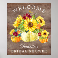 Autumn Pumpkin Sunflower Bridal Shower Welcome