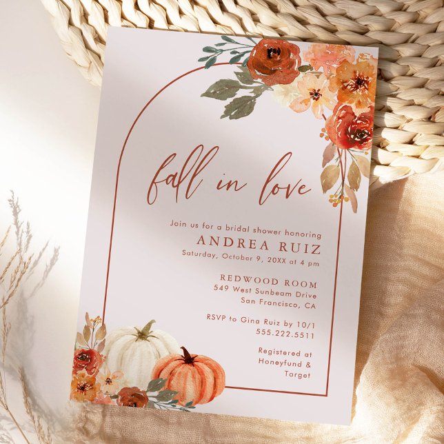 Autumn Pumpkin Terracotta Bridal Shower Invitation (Creator Uploaded)