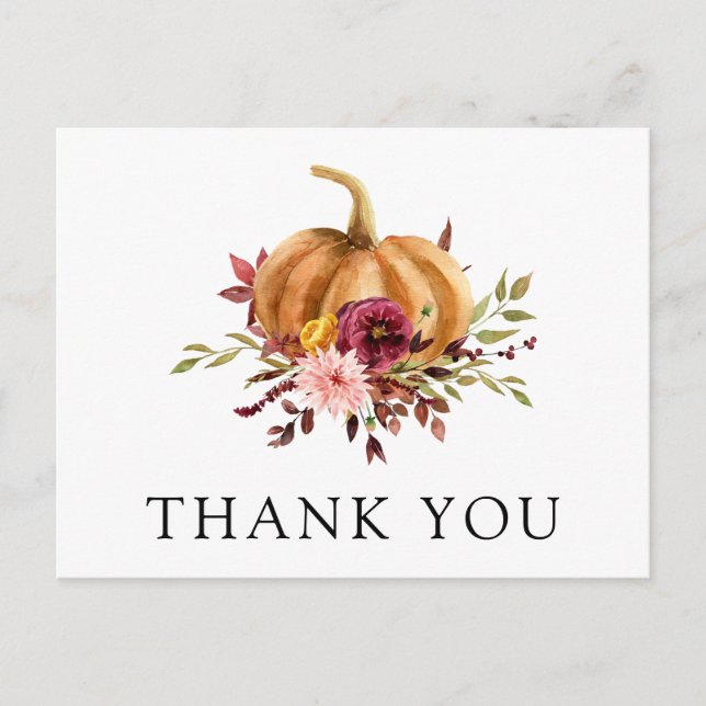 Autumn Pumpkin Thank You Postcard (Front)