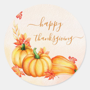 Autumn Pumpkin   Thanksgiving Classic Round Sticker