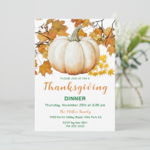 Autumn Pumpkin Thanksgiving Dinner Invitation