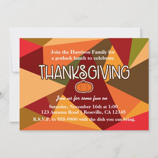 Autumn Pumpkin Thanksgiving Fun Colourful Fall Invitation (Front)