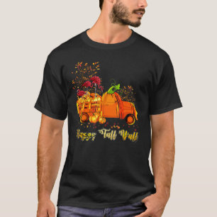 Autumn Pumpkin Truck Flamingo Happy Fall Y'all T-Shirt