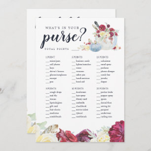 Autumn Pumpkin Two-Sided Bridal Shower Game Card