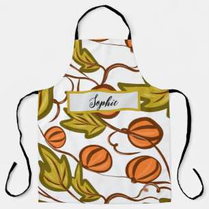 Autumn Pumpkin Vines Personalized Name Apron