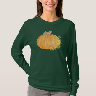 Autumn Pumpkin Watercolor Art T-Shirt