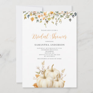 Autumn Pumpkin Watercolor Bridal Shower Invitation