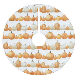 Autumn Pumpkin: Watercolor Illustration Pattern Brushed Polyester Tree Skirt