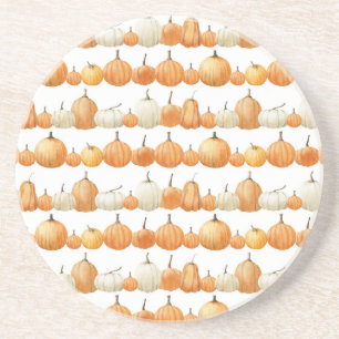 Autumn Pumpkin: Watercolor Illustration Pattern Coaster