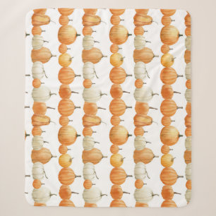 Autumn Pumpkin: Watercolor Illustration Pattern Sherpa Blanket