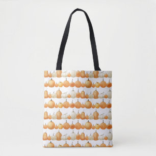 Autumn Pumpkin: Watercolor Illustration Pattern Tote Bag