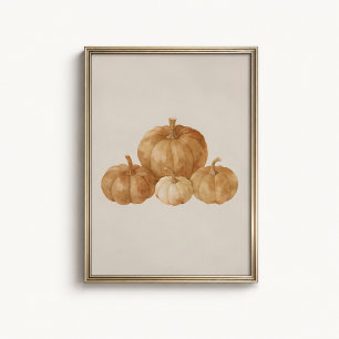 Autumn Pumpkin Watercolor Sketch Poster