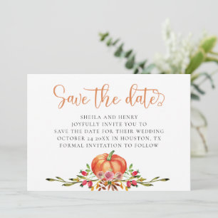 Autumn pumpkin wedding save the date invitation