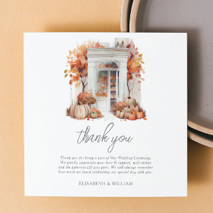 Autumn Pumpkin Wedding White Front Door Thank You Card
