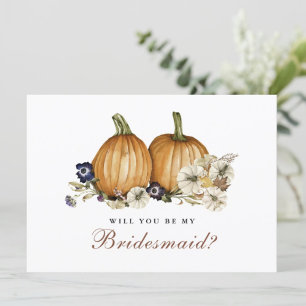 Autumn Pumpkin Wedding Will You Be My Bridesmaid Invitation