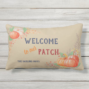 Autumn Pumpkin Welcome to our Patch Personalized Lumbar Pillow