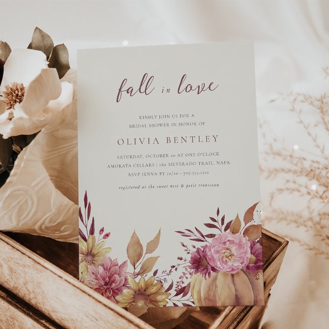 Autumn Pumpkin & Wildflowers Fall Bridal Shower Invitation (Creator Uploaded)