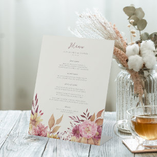 Autumn Pumpkin & Wildflowers Fall Event Menu Pedestal Sign