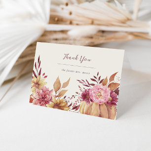 Autumn Pumpkin & Wildflowers Fall Thank You Card