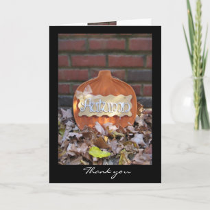 Autumn Pumpkin with Border Thank You Card