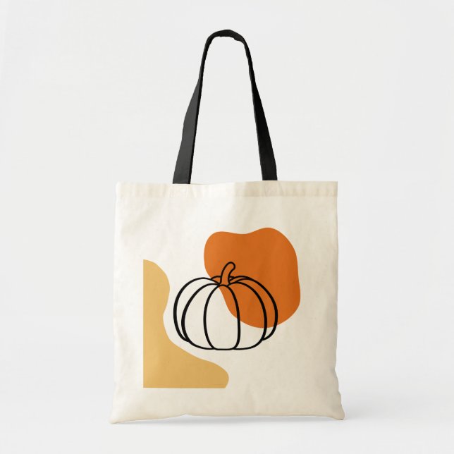 Autumn Pumpkin with Orange Blob and Abstract Shape Tote Bag (Front)
