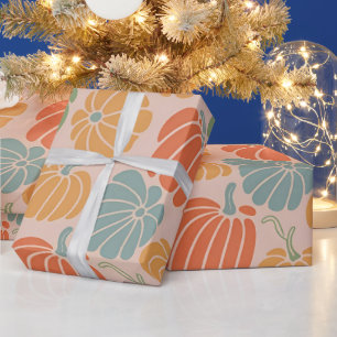 Autumn Pumpkin Wrapping Paper Pattern Fall Season