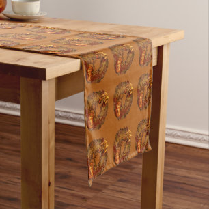 Autumn Pumpkin Wreath Thanksgiving Table Runner