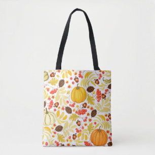Autumn pumpkins, acorns, vintage background. tote bag