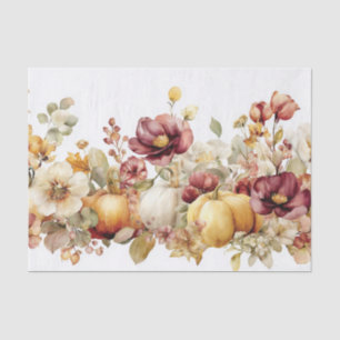 Autumn Pumpkins and Flowers Fall Decoupage Tissue Paper