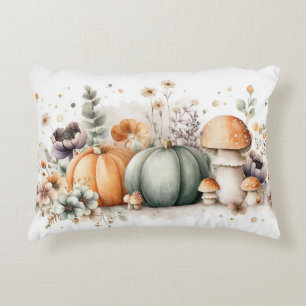 Autumn Pumpkins and Flowers Fall Pattern  Accent Pillow