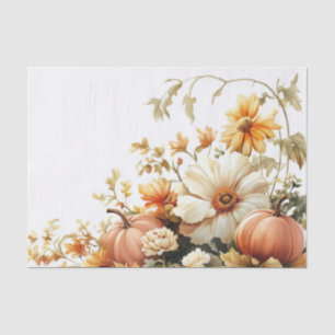 Autumn Pumpkins and Flowers Fall Pattern Decoupage Tissue Paper
