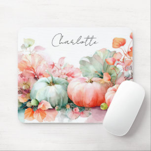 Autumn Pumpkins and Flowers Mouse Pad