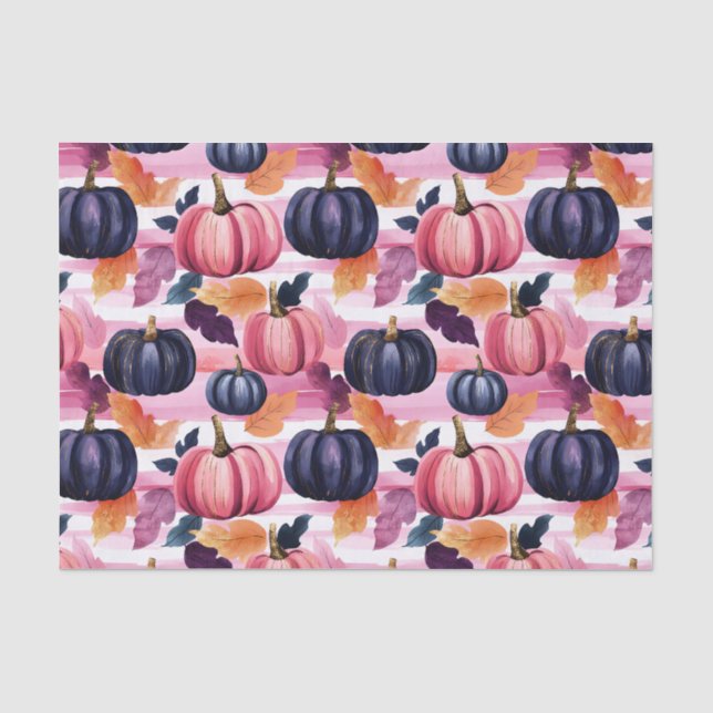 Autumn Pumpkins and Leaves Fall Pattern Decoupage Tissue Paper (Front)