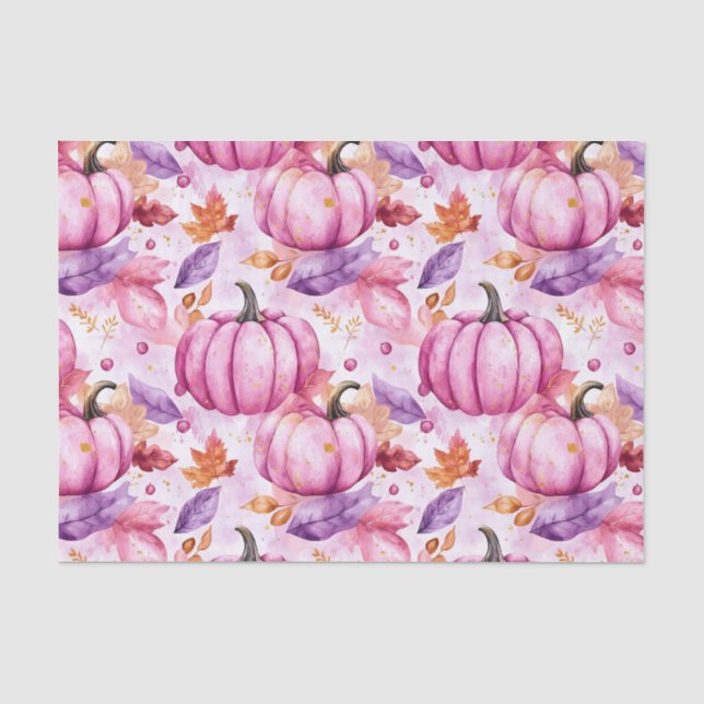 Autumn Pumpkins and Leaves Fall Pattern Decoupage Tissue Paper (Front)
