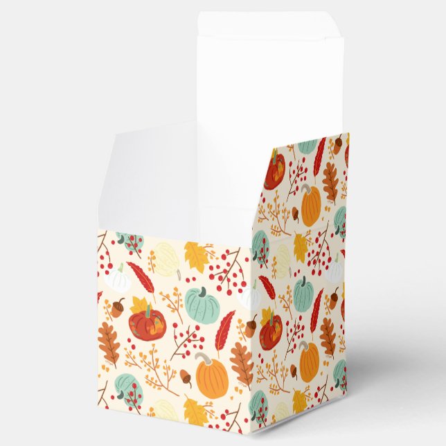 Autumn Pumpkins and Leaves Pattern Favor Box (Opened)